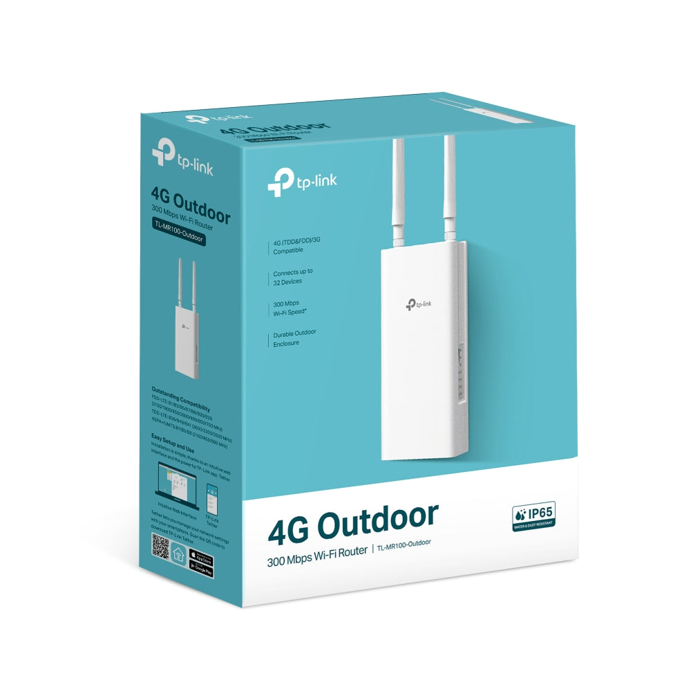 TP-Link TL-MR100-Outdoor เราเตอร์ใส่ซิม ใช้งานภายนอก IP65 เพียงเสียบซิม ใช้งานได้ทันที 4G 300 Mbps Wi-Fi Outdoor Router