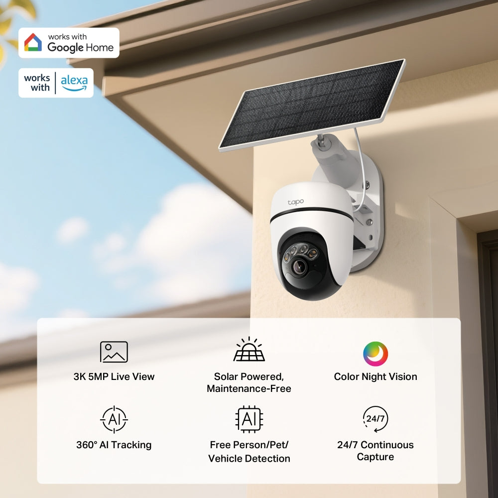 TP-Link Tapo C630 KIT ชุดกล้องวงจรปิด 3K 5MP พร้อมแผงโซลาร์เซลล์ Solar-Powered Pan/Tilt Security Camera Kit