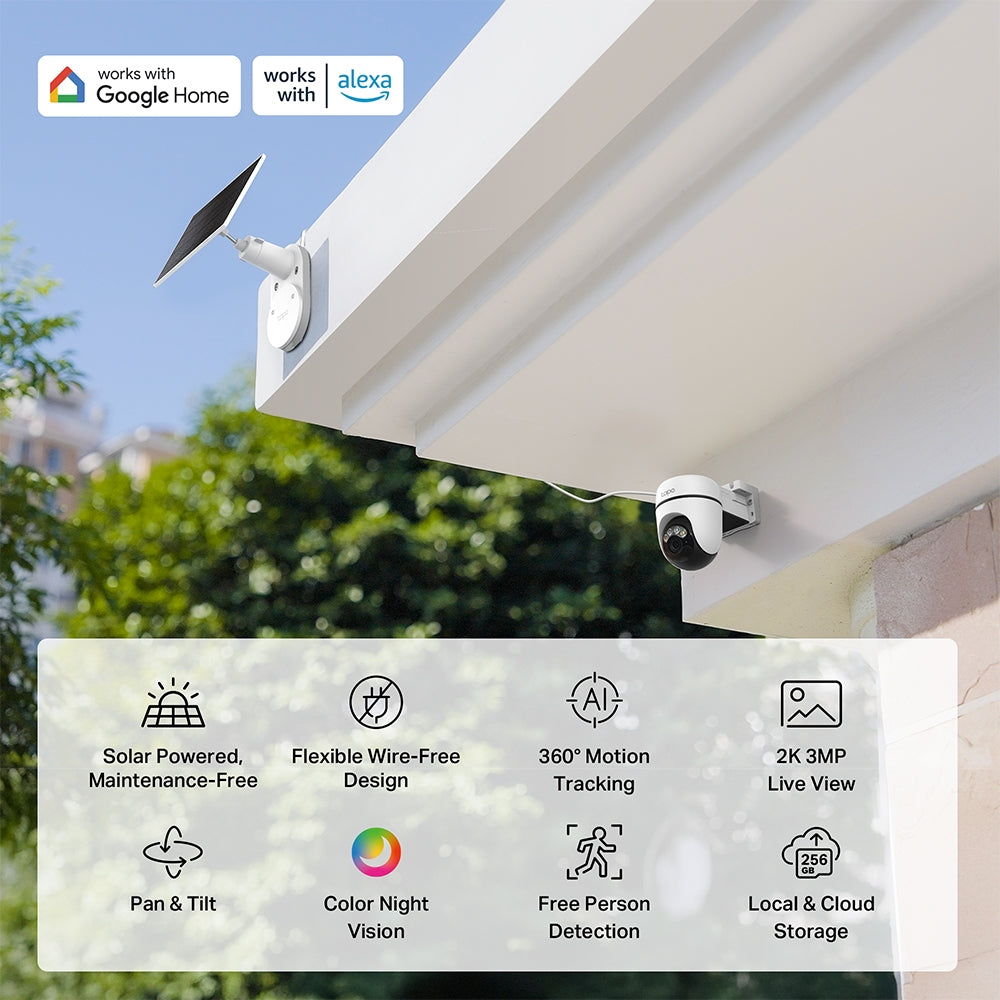 TP-Link Tapo C610 KIT กล้องวงจรปิด 2K 3MP พร้อมแผงโซลาร์ Solar-Powered Pan/Tilt Security Camera Kit