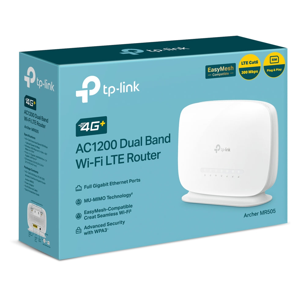 TP-Link Archer MR505 เราเตอร์ใส่ซิม 4G+ Cat6 AC1200 Wireless Dual Band Gigabit Router แค่เสียบซิมการ์ดก็สามารถใช้งานได้ทันที