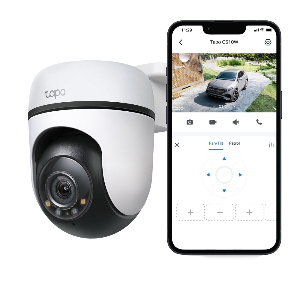 TP-Link Tapo C510W กล้องวงจรปิดไร้สาย 3MP สำหรับใช้งานภายนอกอาคาร พร้อมระบบ AI อัจฉริยะ แจ้งเตือนแบบเรียลไทม์ ภาพสีตอนกลางคืน มาตรฐานกันน้ำ IP65 รองรับ MicroSD สูงสุด 512 GB
