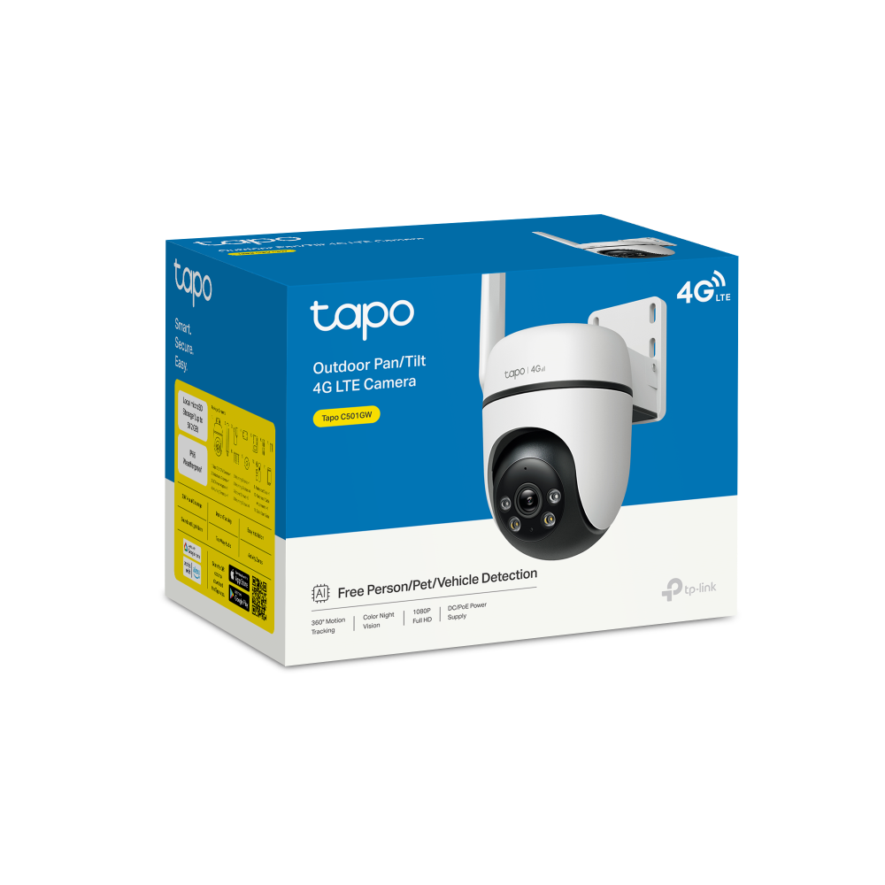 TP-Link Tapo C501GW กล้องใส่ซิม1080P Full HD ใช้งานภายนอก IP66 มี AI ตรวจจับ ภาพสว่างสดใสแม้แสงน้อย มุมมอง 360° แนวนอน