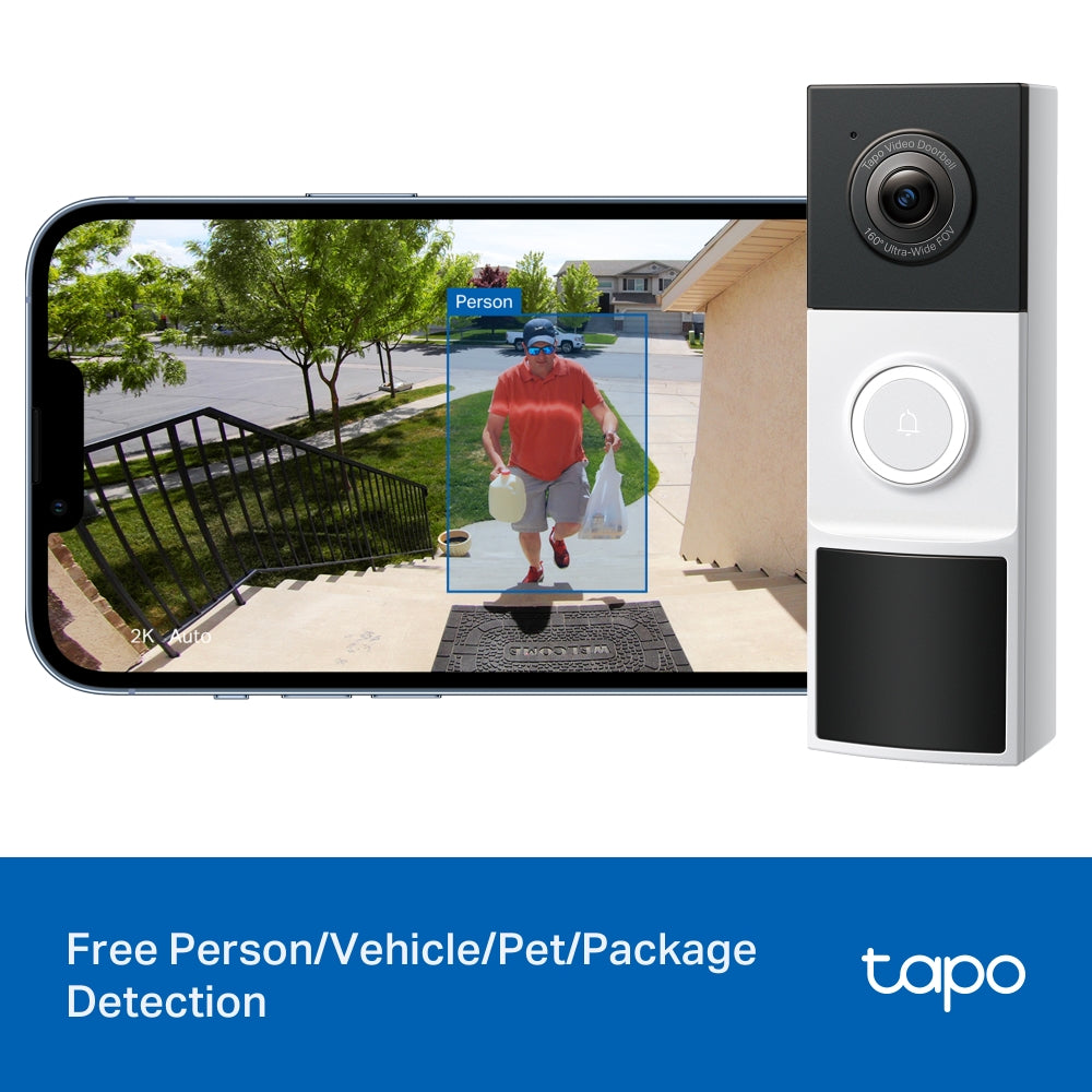 TP-Link Tapo D210 Video Doorbell Camera ออดประตูอัจฉริยะ กล้อง 2K ภาพสีคมชัดตอนกลางคืน IP65 สื่อสารได้ 2 ทาง รับประกัน 1 ปี