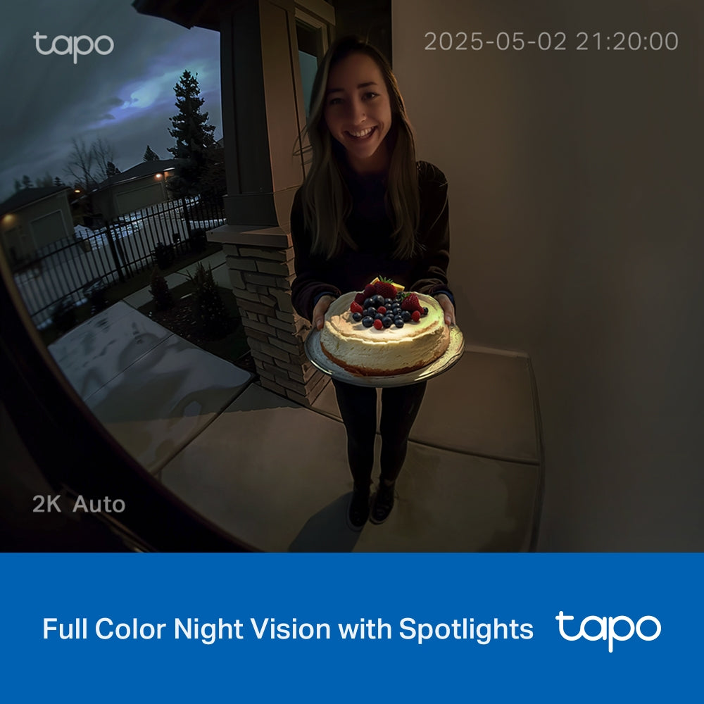 TP-Link Tapo D210 Video Doorbell Camera ออดประตูอัจฉริยะ กล้อง 2K ภาพสีคมชัดตอนกลางคืน IP65 สื่อสารได้ 2 ทาง รับประกัน 1 ปี