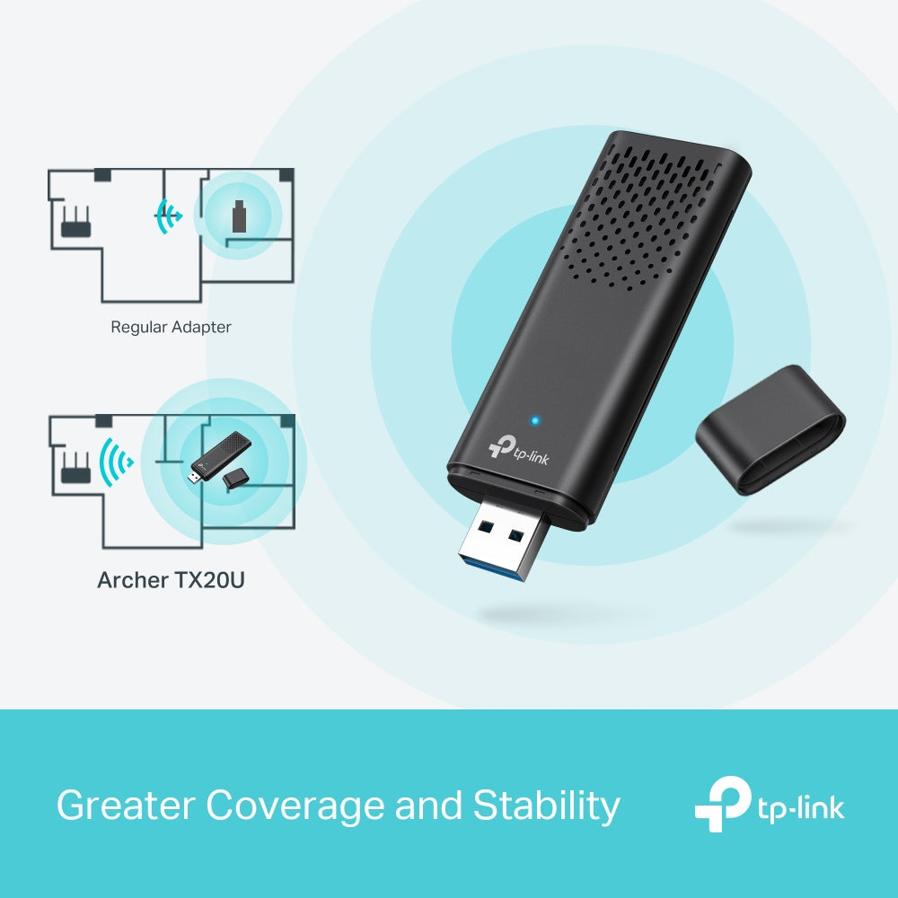 TP-Link Archer TX20U AX1800 Dual Band Wi-Fi 6 Wireless USB Adapter ยูเอสบีอแดปเตอร์ 3.0 ไวไฟ6 รองรับคลื่น 2.4 & 5 GHz