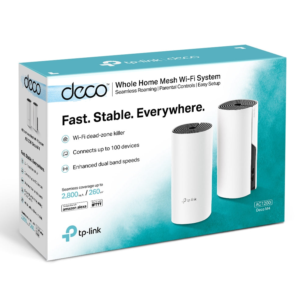 TP-Link Deco M4 AC1200 Whole Home Mesh WiFi System Gigabit Ethernet Port ใน 1 กล่องมี 1, 2 หรือ 3 เครื่อง (เลือกซื้อได้)