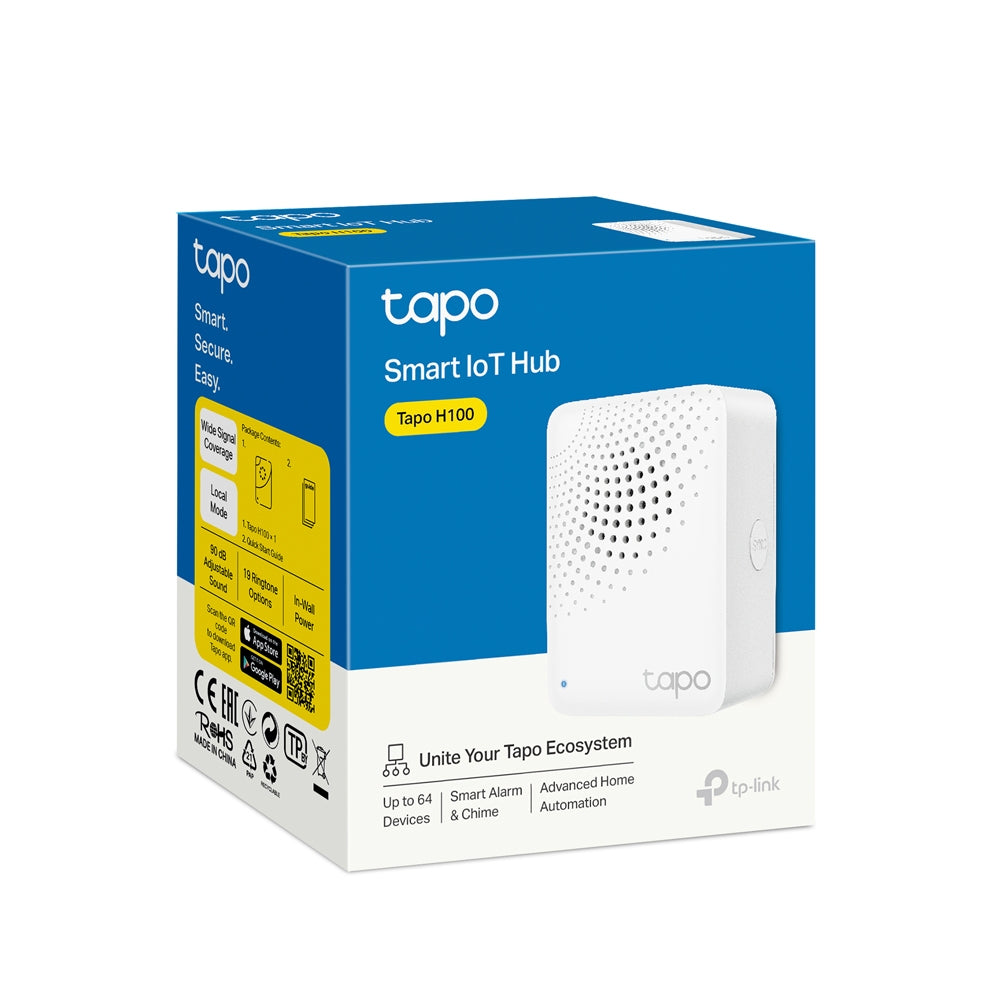 TP-Link Tapo H100 Smart Hub with Chime ฮับสำหรับเชื่อมต่ออุปกรณ์ Tapo Smart Home ได้สูงสุด 64 อุปกรณ์ รับประกัน 2 ปี