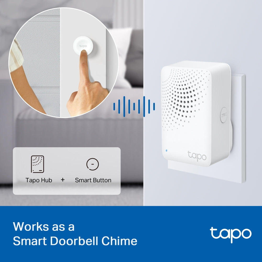 TP-Link Tapo H100 Smart Hub with Chime ฮับสำหรับเชื่อมต่ออุปกรณ์ Tapo Smart Home ได้สูงสุด 64 อุปกรณ์ รับประกัน 2 ปี