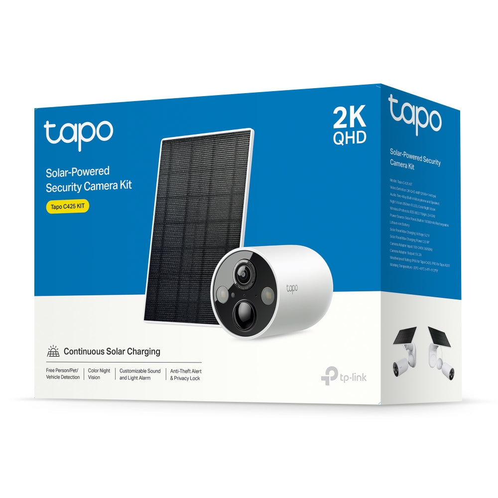 TP-Link Tapo C425 กล้องวงจรปิดไร้สาย 4MP 2K QHD IP66 / Tapo C425 KIT (ไม่มีฐานแม่เหล็ก) ชุดกล้องวงจรปิดพร้อมแผงโซลาร์เซลล์