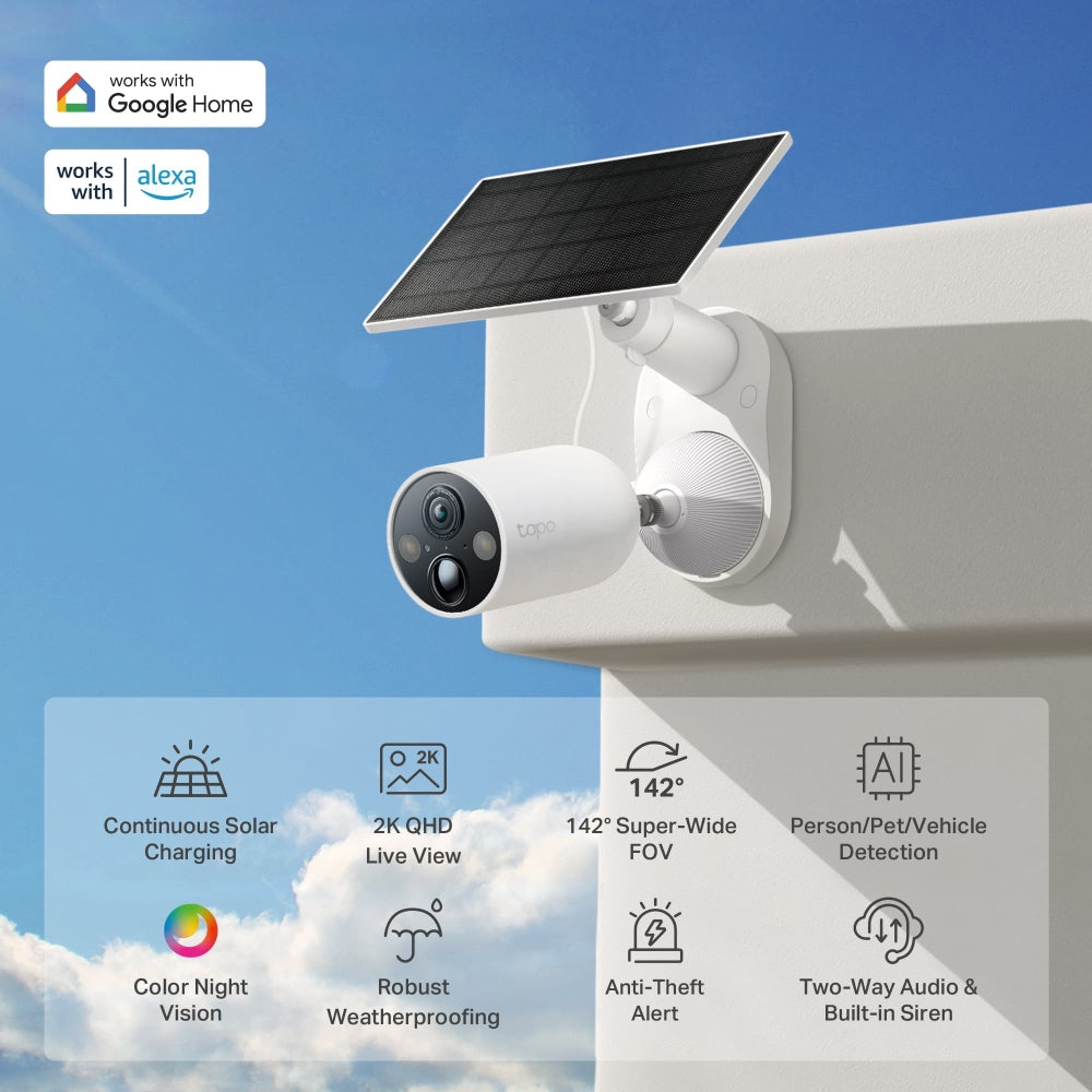 TP-Link Tapo C425 กล้องวงจรปิดไร้สาย 4MP 2K QHD IP66 / Tapo C425 KIT (ไม่มีฐานแม่เหล็ก) ชุดกล้องวงจรปิดพร้อมแผงโซลาร์เซลล์