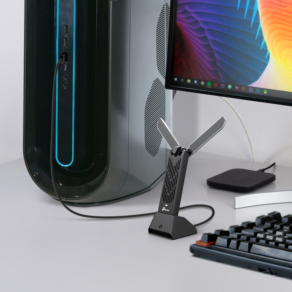 TP-Link Archer TBE400UH อะแดปเตอร์ Wi-Fi 7 BE6500 อะแดปเตอร์ USB ไร้สายกำลังขยายสูง Wi-Fi 7