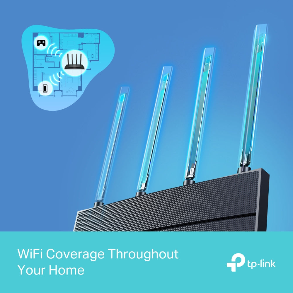 TP-Link Archer AX12 AX1500 Gigabit เราเตอร์ Wi-Fi 6 พร้อม Beamforming และ OFDMA ช่วยลดความล่าช้าของข้อมูล
