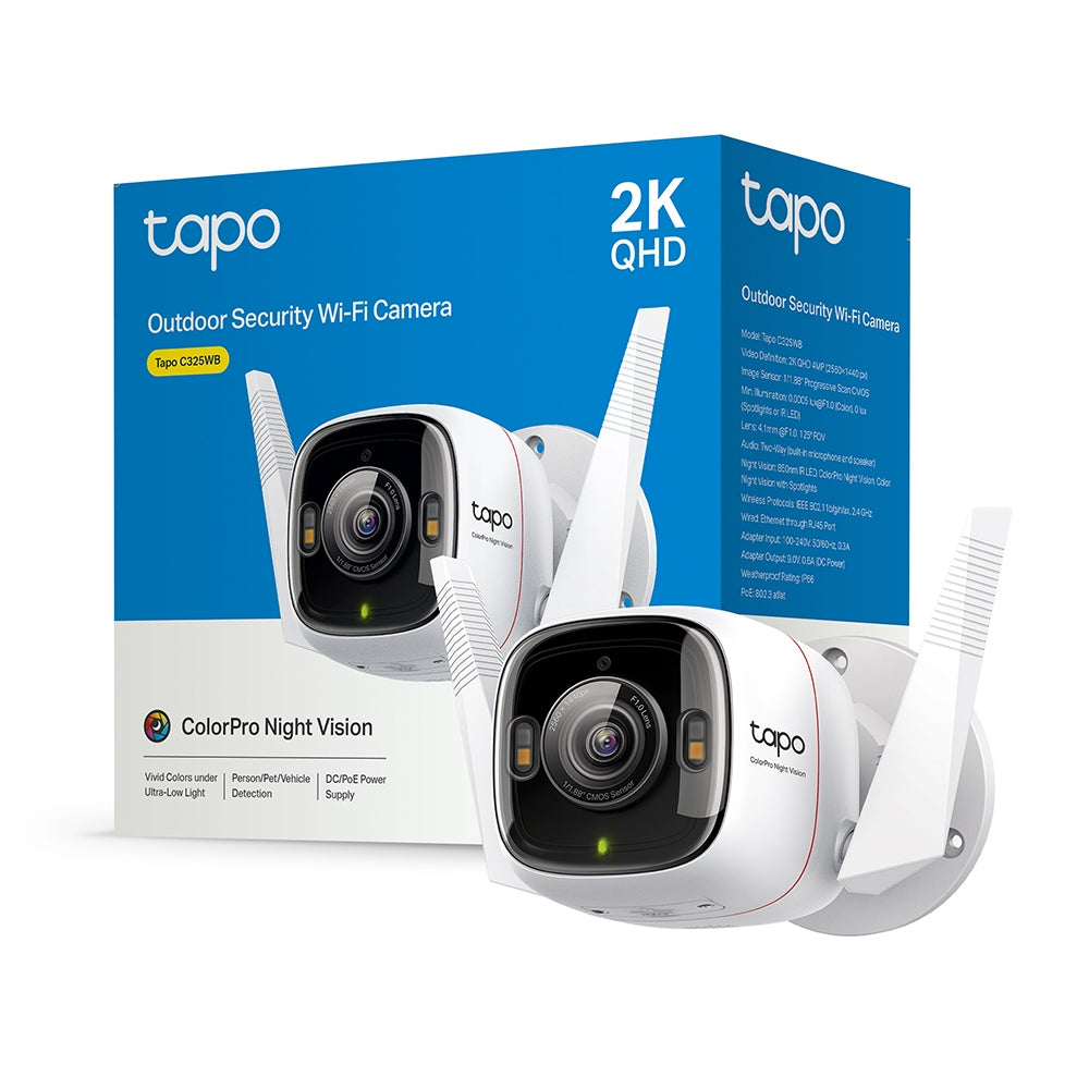 TP-Link Tapo C325WB กล้องวงจรปิด 4MP ColorPro Night Vision กันน้ำกันฝุ่น IP66 ใช้งานภายนอก Wi-Fi Camera รับประกัน 2 ปี