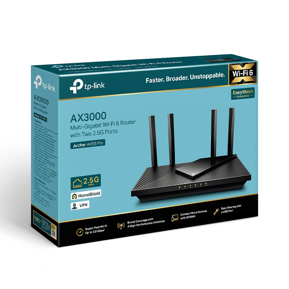 TP-Link Archer AX55 Pro Multi-Gigabit / AX55 Dual Band Gigabit เราเตอร์ WiFi 6 OFDMA เพลิดเพลินกับการเล่นเกมและการรับชมสตรีมมิ่งได้อย่างราบรื่น