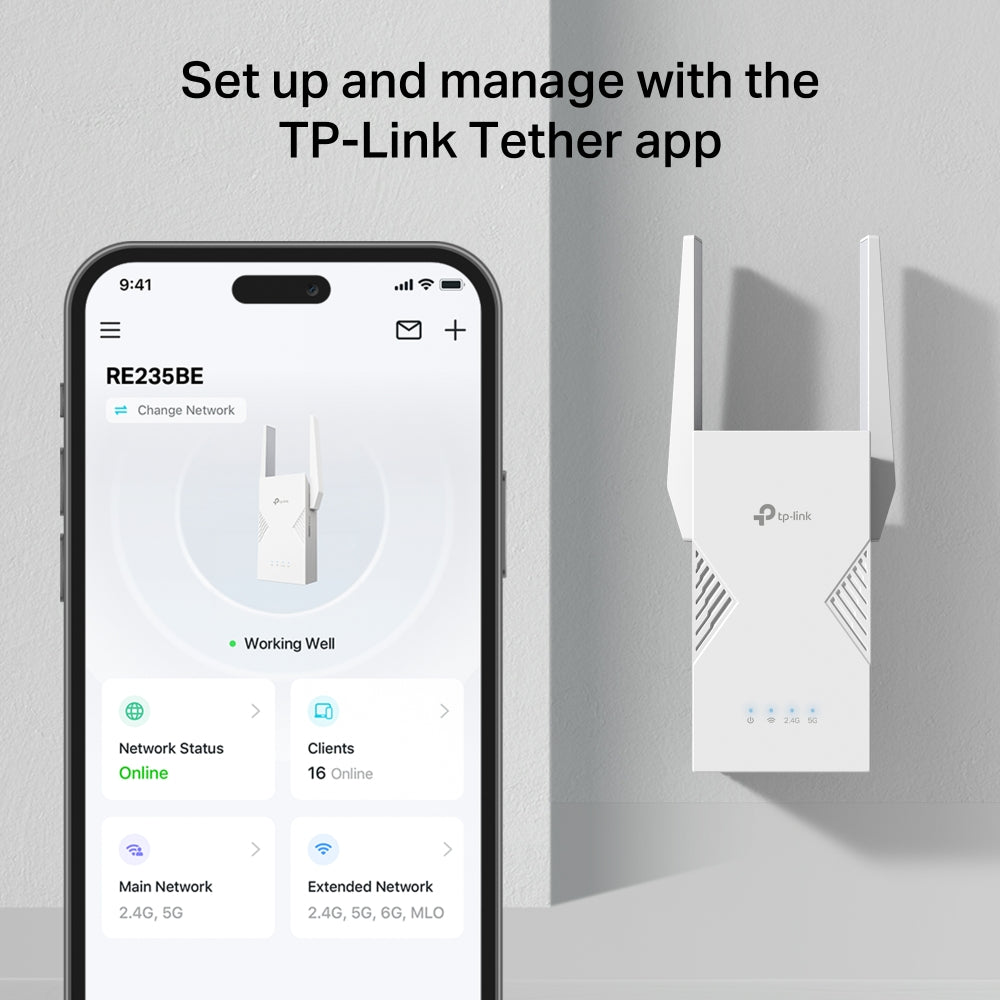 TP-Link RE235BE┃ตัวขยายสัญญาณไวไฟ 7┃ BE3600 Dual-Band Wi-Fi 7 Range Extender ┃WiFi Repeater┃