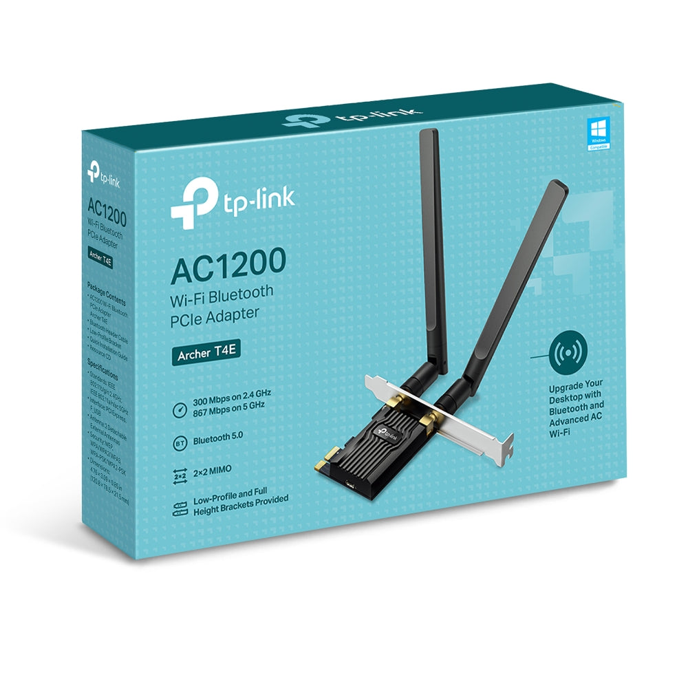 TP-Link Archer T4E V3 Wi-Fi Card พร้อม Bluetooth 5.0 สำหรับคอมพิวเตอร์ AC1200 Wireless Dual Band PCI Express Adapter
