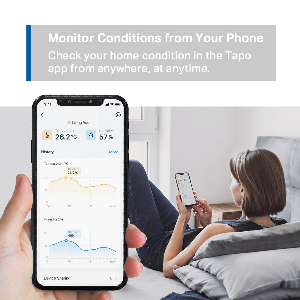 TP-Link Tapo T315 เครื่องวัดอุณหภูมิและความชื้นอัจฉริยะ จอใหญ่ E-ink 2.7 นิ้ว Smart Temperature & Humidity Monitor