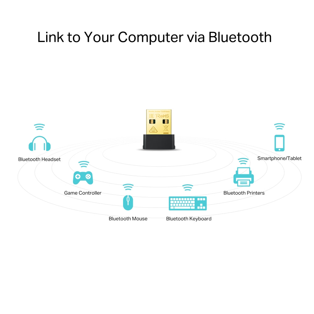 TP-Link Archer T2UB Nano AC600 Nano Wi-Fi Bluetooth 4.2 USB Adapter ตัวรับสัญญาณไวไฟและบลูทูธ 4.2 สำหรับคอมพิวเตอร์โน้ตบุ๊ก
