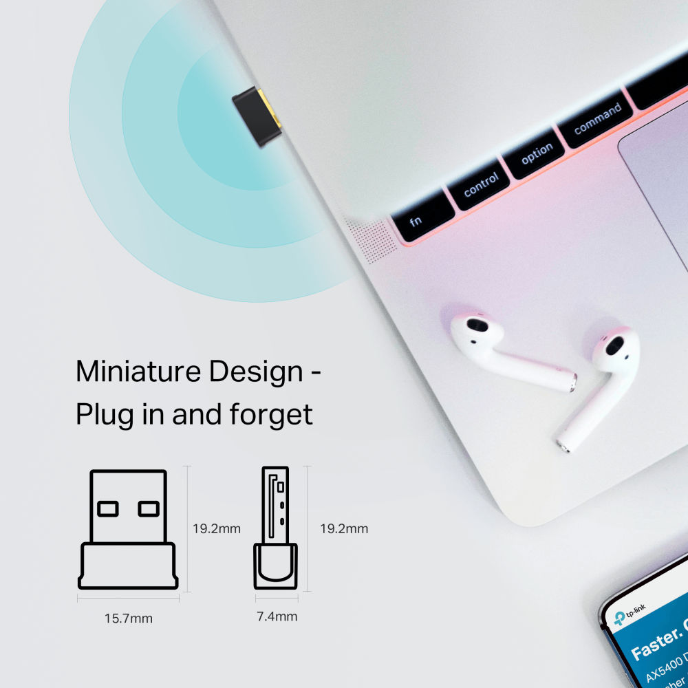 TP-Link Archer T2UB Nano AC600 Nano Wi-Fi Bluetooth 4.2 USB Adapter ตัวรับสัญญาณไวไฟและบลูทูธ 4.2 สำหรับคอมพิวเตอร์โน้ตบุ๊ก