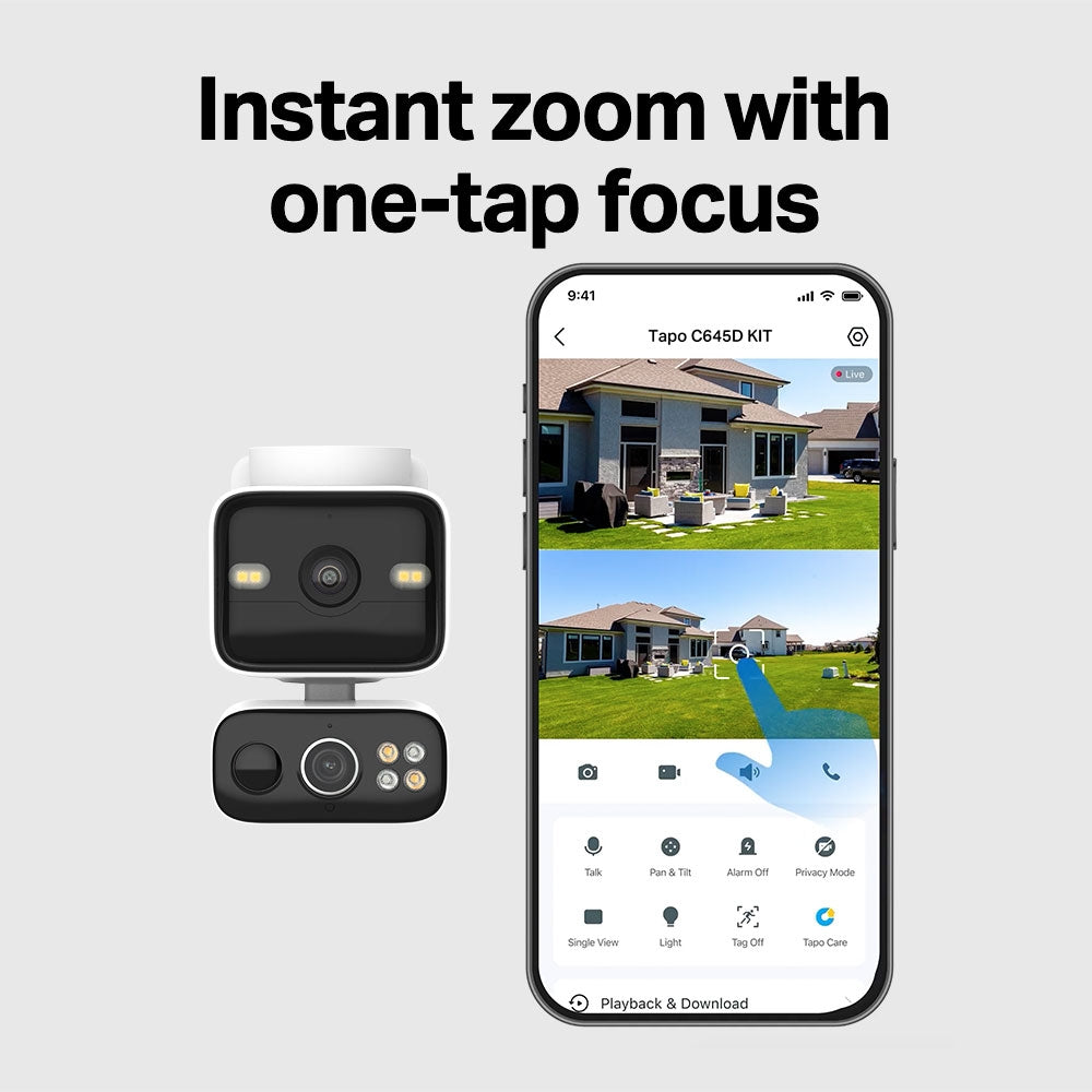 TP-Link Tapo C645D KIT ชุดกล้องวงจรปิด 2K 3MP พร้อมแผงโซลาร์ Solar-Powered Dual-Lens Pan/Tilt Security Camera Kit