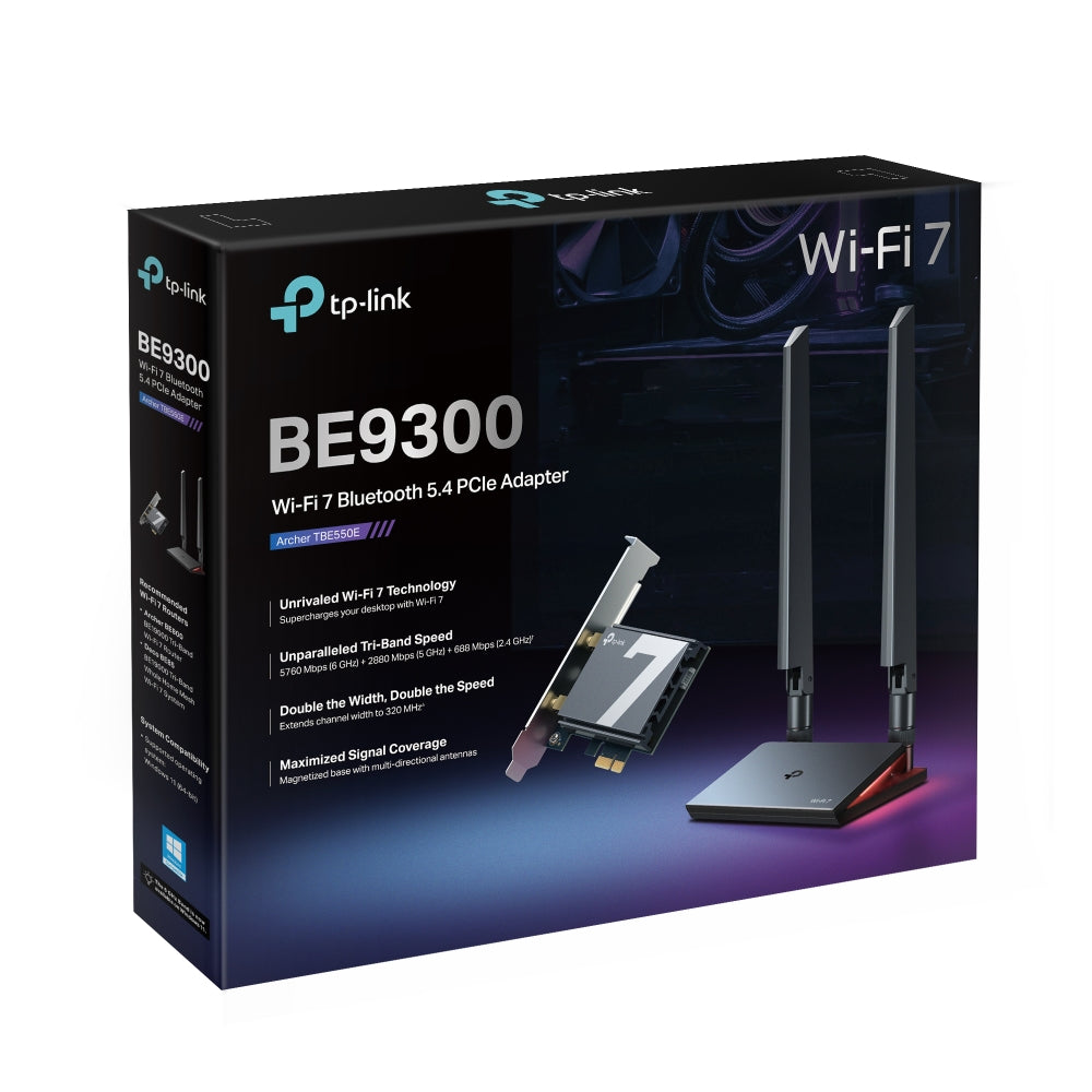 TP-Link Archer TBE550E BE9300 Wi-Fi 7 Bluetooth 5.4 PCIe Adapter for PC upgrades with Limited Lifetime Warranty
