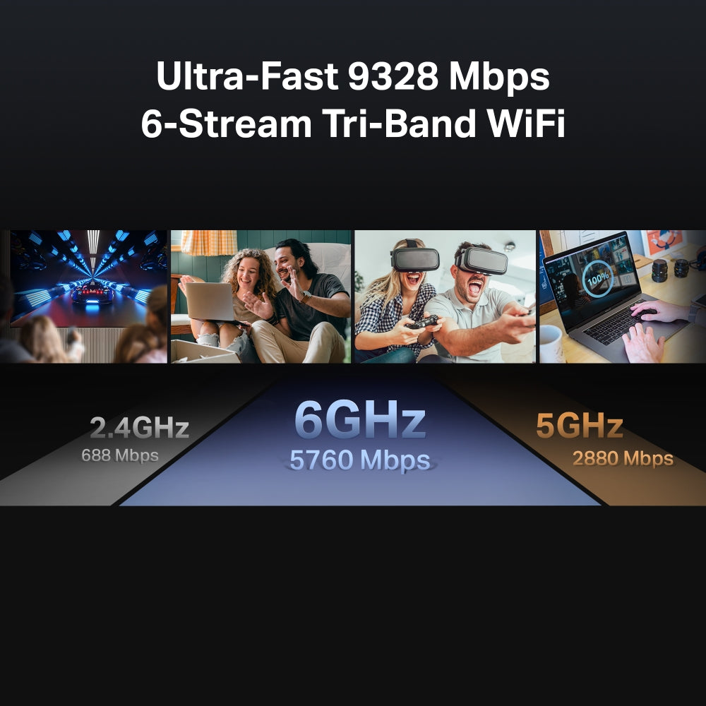 TP-Link Archer BE550 เราเตอร์ไวไฟ 7 BE9300 Tri-Band Wi-Fi 7 Router ดาวน์โหลดไฟล์ด้วยความเร็วสูงได้ ไม่มีสะดุด