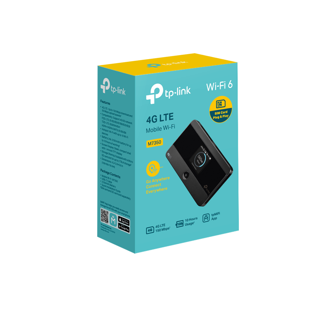 TP-Link M7350 4G Pocket WiFi Portable Everywhere, 4G LTE Supported, Screen, Router, Pocket Hotspot WiFi