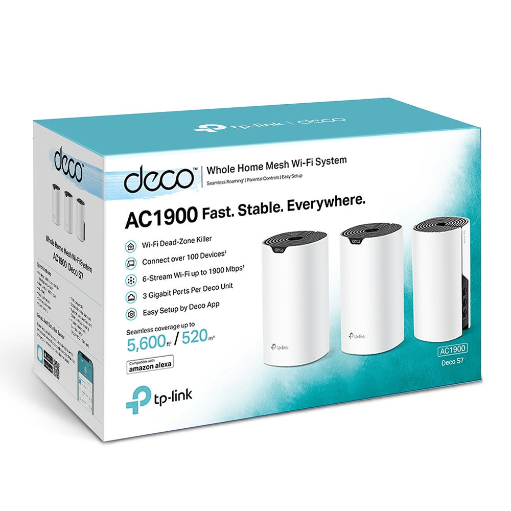 TP-Link Deco S7 AC1900 Whole Home Mesh Wi-Fi System (Dual-Band Wi-Fi) Lifetime Warranty