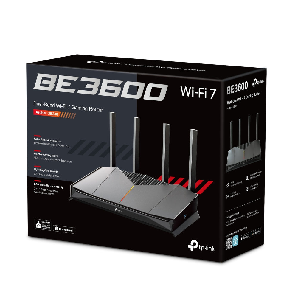 TP-Link Archer GE230 ┃WiFi 7 Gaming Router┃เราเตอร์ไวไฟ7 ┃เราเตอร์สำหรับเล่นเกม┃BE3600 Dual-Band Wi-Fi 7 Gaming Router