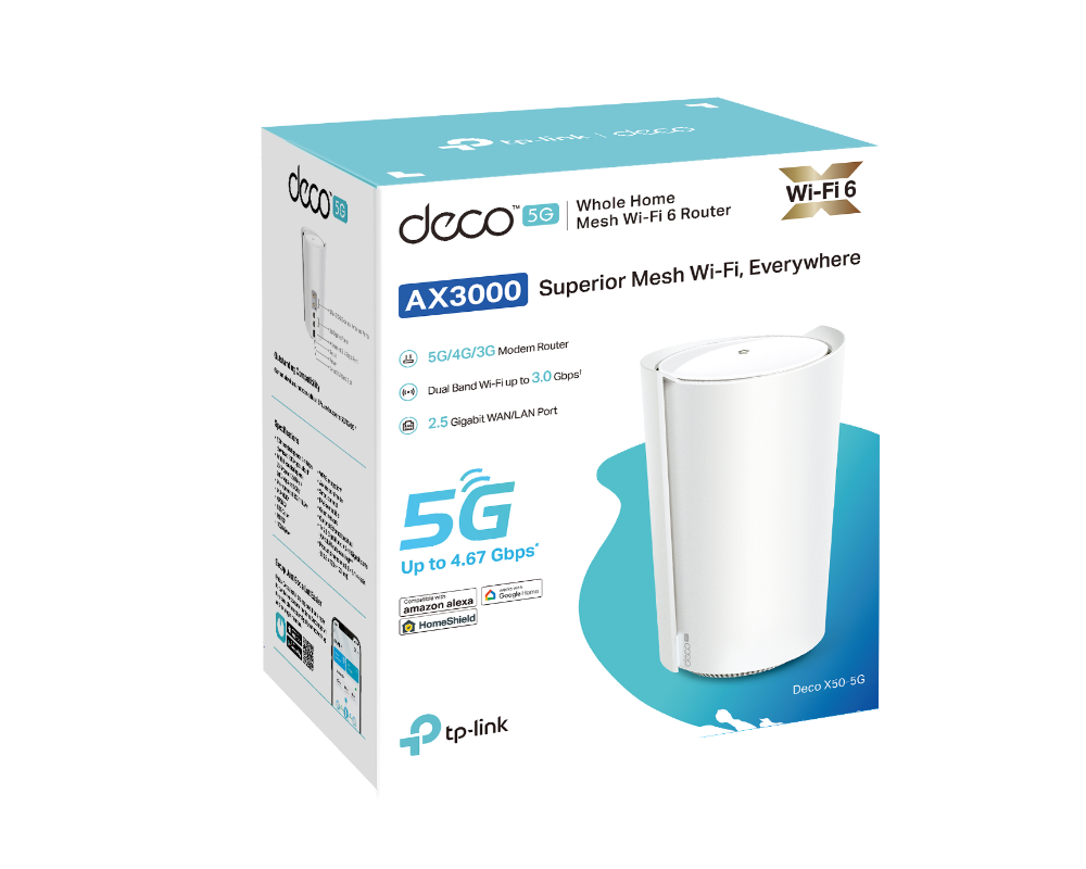 TP-Link Deco X50-5G เราเตอร์ใส่ซิม 5G AX3000 Whole Home Mesh WiFi 6 Gateway ใส่ SIM Card ก็เพลินกับเครือข่าย 5G ได้ทันที