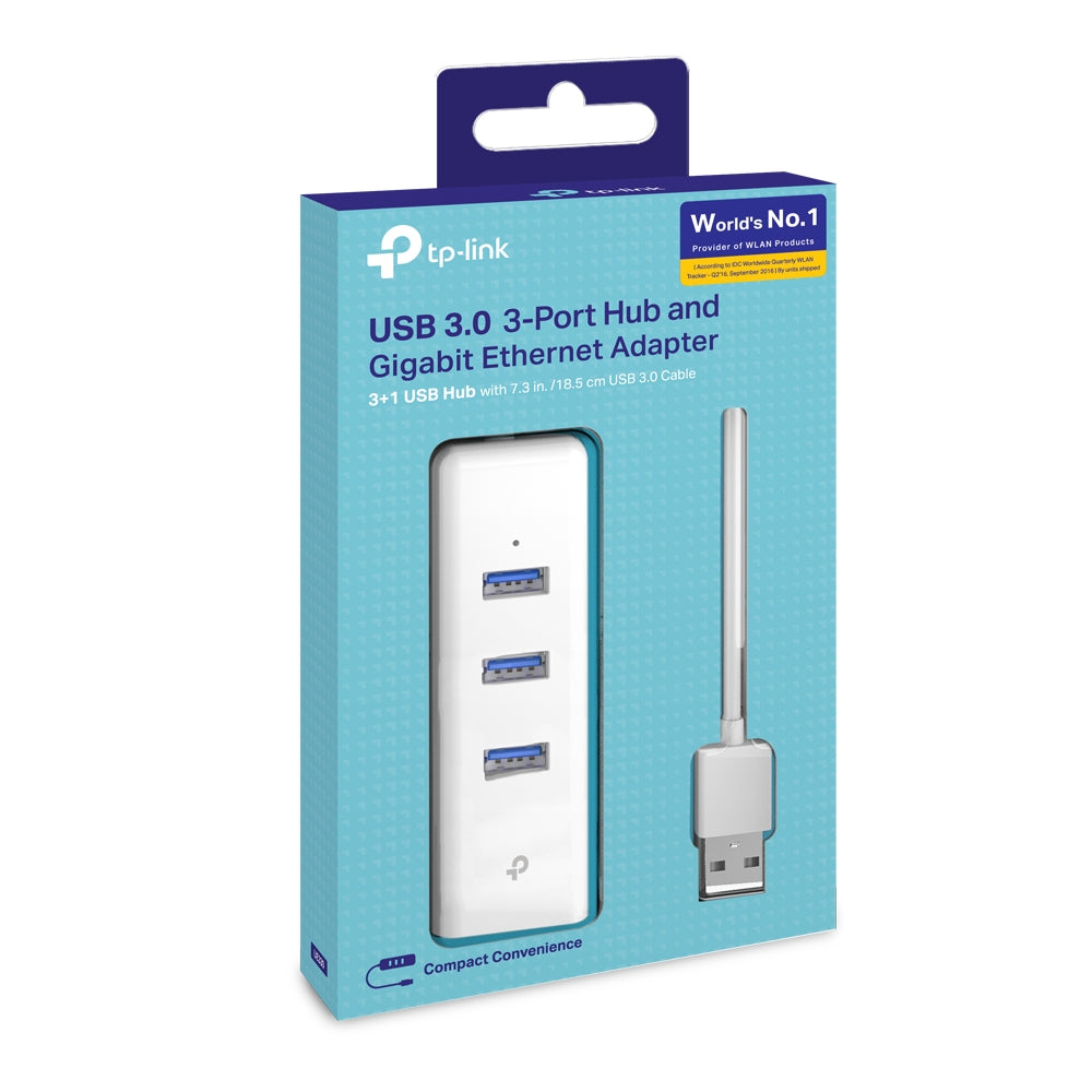 TP-Link UE330 (USB 3.0)/ UE330C (USB Type-C) ฮับ USB พร้อมพอร์ต Gigabit Ethernet แบบ Plug & Play รับประกัน 2 ปี