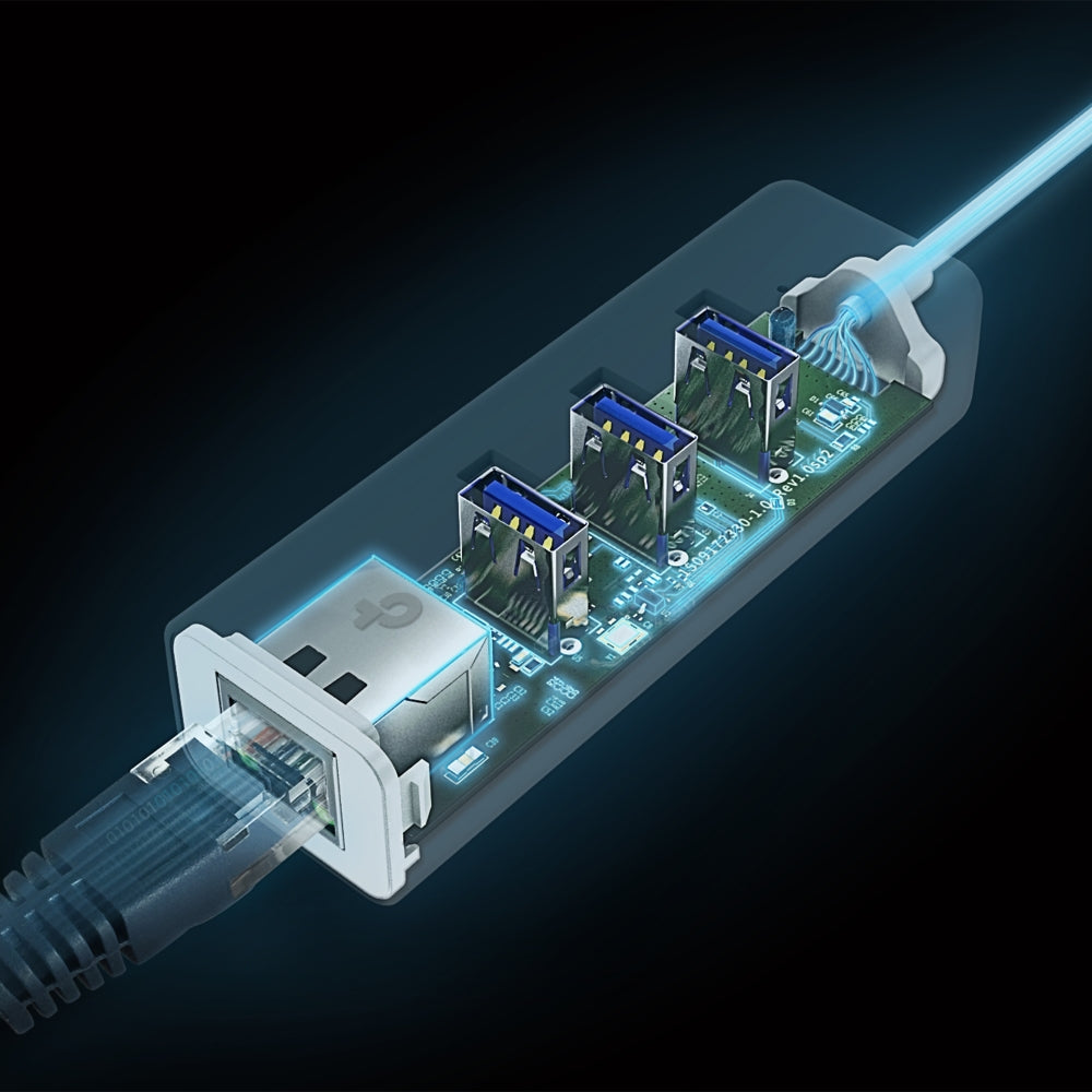 TP-Link UE330 (USB 3.0)/ UE330C (USB Type-C) ฮับ USB พร้อมพอร์ต Gigabit Ethernet แบบ Plug & Play รับประกัน 2 ปี