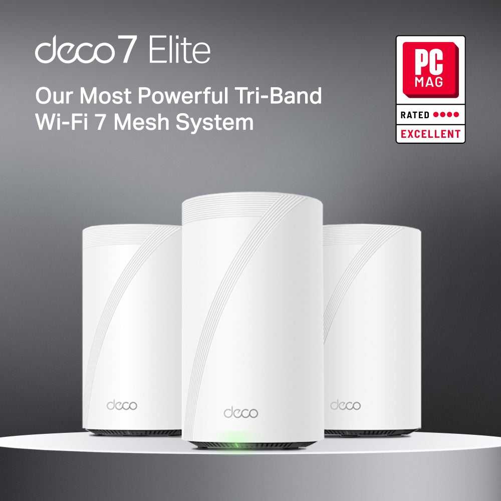 TP-Link Deco BE85 เราเตอร์ไวไฟ7 BE22000 Tri-Band Whole Home Mesh WiFi 7 System รองรับปริมาณการใช้งานมากขึ้นด้วย MLO