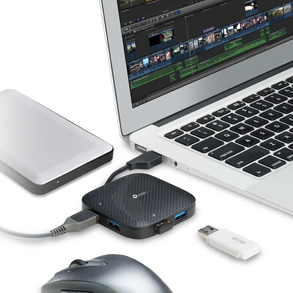 TP-Link UH400 (USB 3.0 4-Port Portable Hub) USB 3.0 ports, compact design, data transfer speeds up to 5Gbps