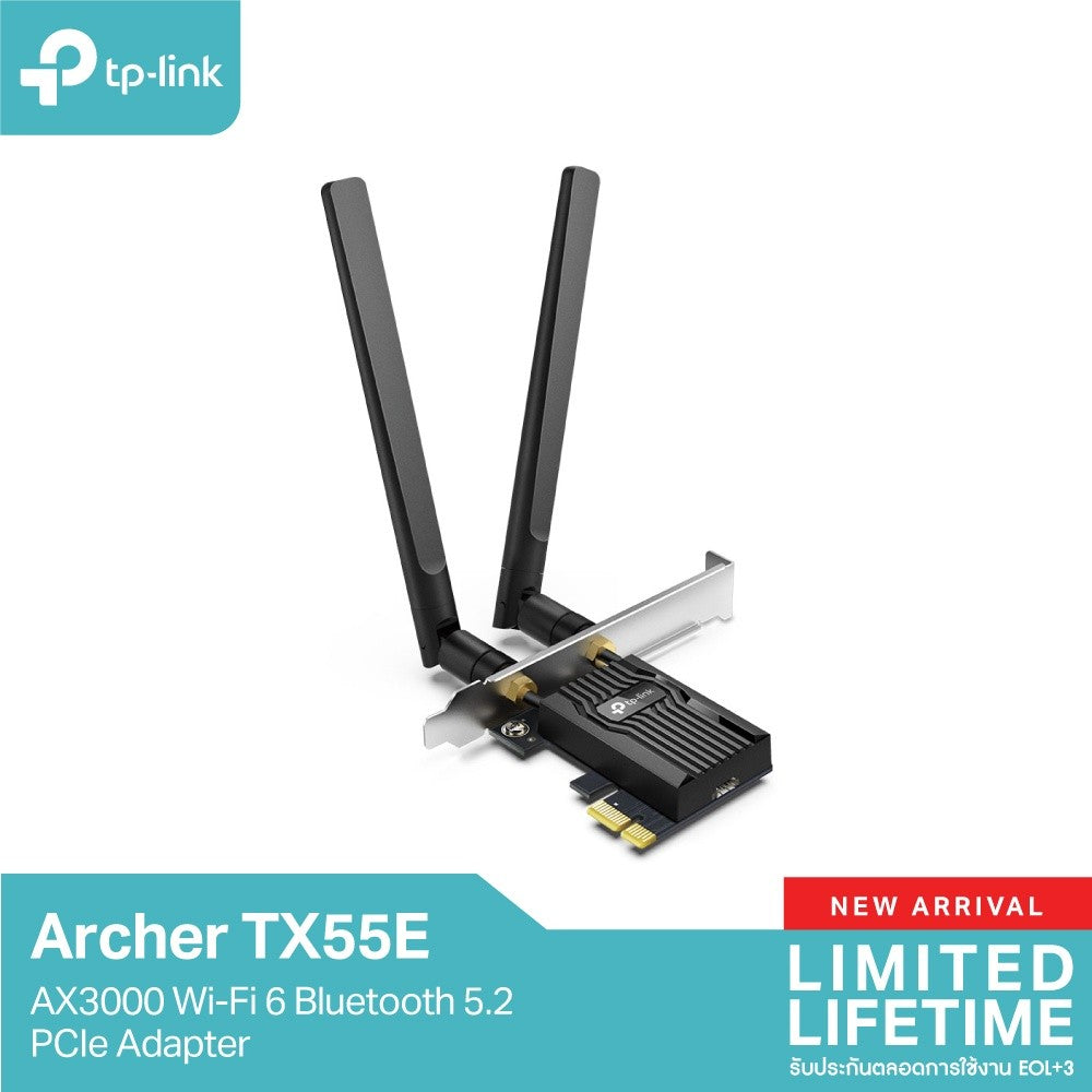 TP-Link Archer TX55E AX3000 Wi-Fi 6 Bluetooth 5.3 PCIe Adapter การ์ด WiFi 6 พร้อมบลูทูธ 5.3 สำหรับคอมพิวเตอร์
