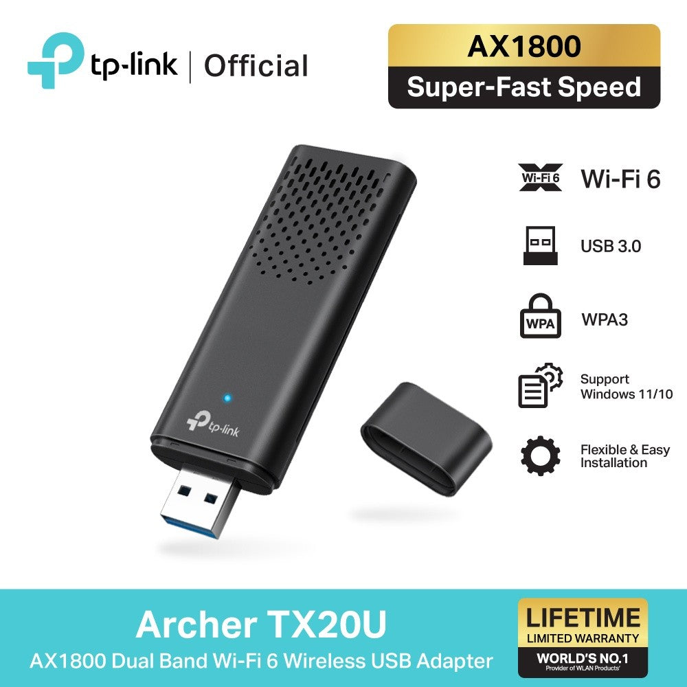 TP-Link Archer TX20U AX1800 Dual Band Wi-Fi 6 Wireless USB Adapter ยูเอสบีอแดปเตอร์ 3.0 ไวไฟ6 รองรับคลื่น 2.4 & 5 GHz