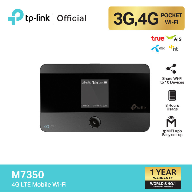 TP-Link M7350 4G Pocket WiFi Portable Everywhere, 4G LTE Supported, Screen, Router, Pocket Hotspot WiFi