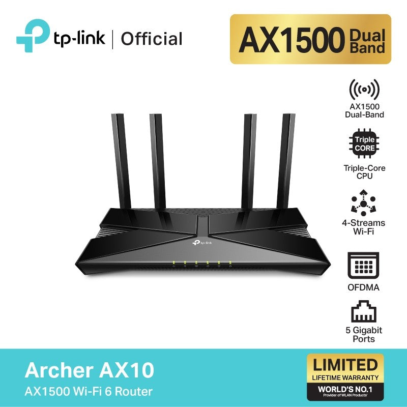 TP-Link Archer AX10 Wifi Router ที่สุดของ Wi-Fi 6 เราเตอร์ (ไม่รองรับการใส่ซิม) ความเร็วสูงสุดที่ 1500 Mbps