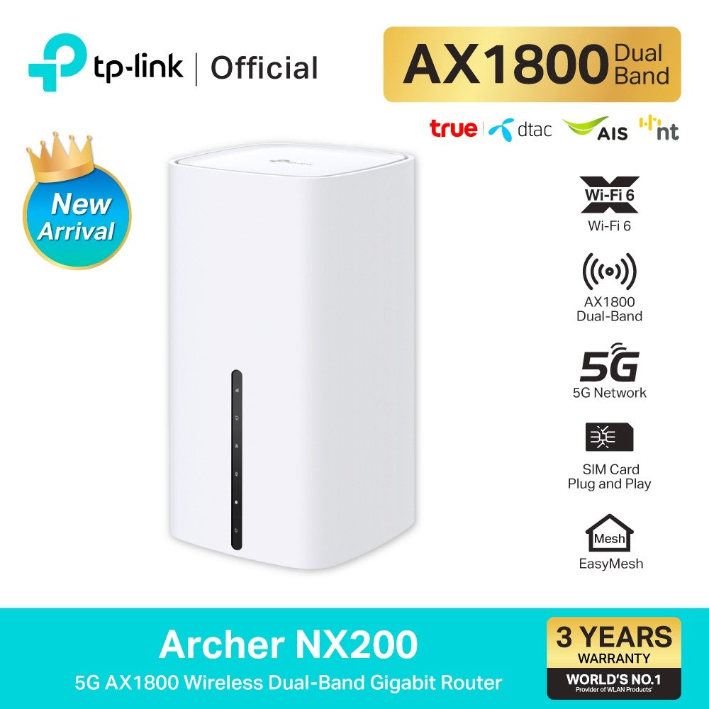 TP-Link Archer NX200 ใหม่! เราเตอร์ใส่ซิม 5G/LTE AX1800 Wireless Dual-Band Gigabit Router รองรับ EasyMesh รับประกัน 3 ปี