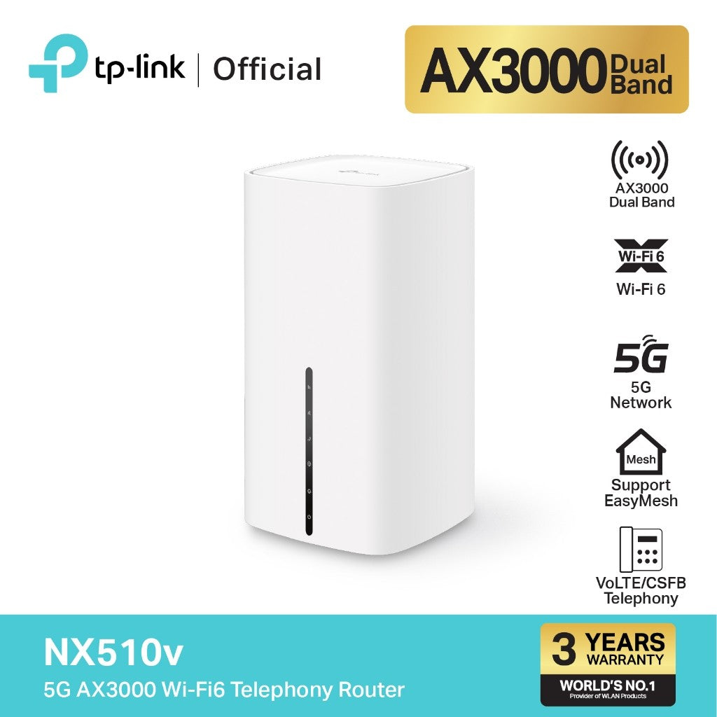 TP-Link NX510v เราเตอร์ใส่ซิม 5G AX3000 Wi-Fi6 Telephony Router เพียงใส่ซิมการ์ดก็เพลิดเพลินกับเครือข่าย 5G ได้ทันที
