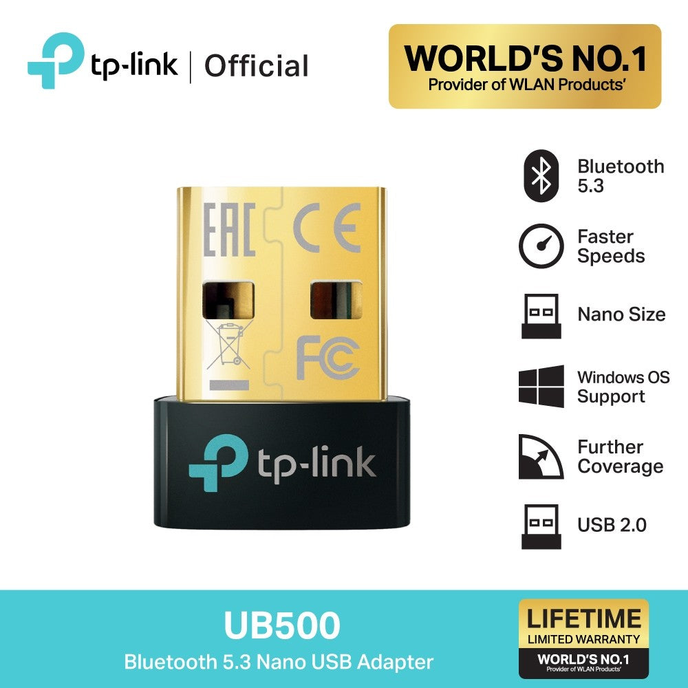 TP-Link UB500 Bluetooth 5.3 Nano USB Adapter: High-performance Bluetooth 5.3 USB adapter, supports Windows 11/10/8.1/7