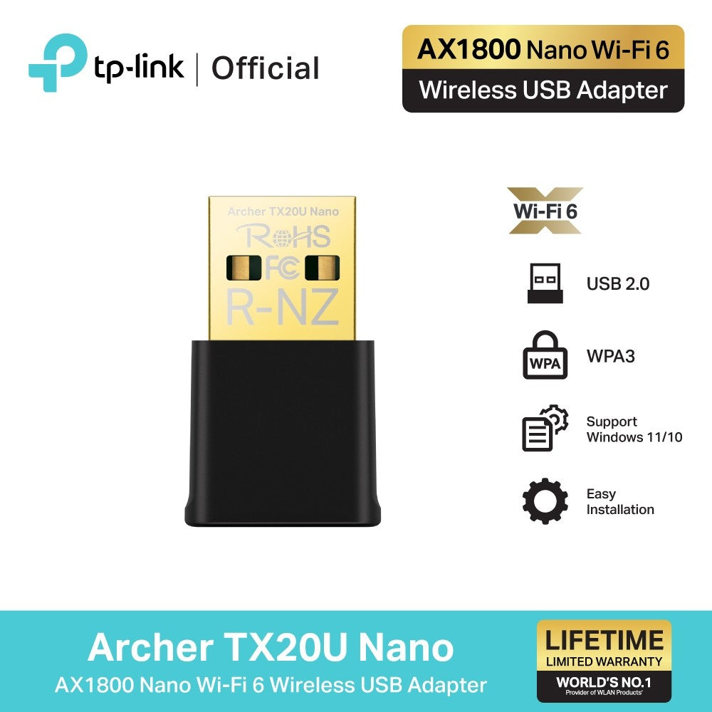 TP-Link Archer TX20U Nano AX1800 Nano Wi-Fi 6 Dual Band Wireless USB Adapter