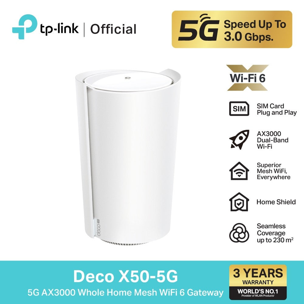 TP-Link Deco X50-5G เราเตอร์ใส่ซิม 5G AX3000 Whole Home Mesh WiFi 6 Gateway ใส่ SIM Card ก็เพลินกับเครือข่าย 5G ได้ทันที