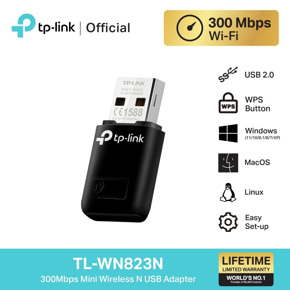 TP-Link TL-WN823N 300Mbps Mini Wireless N USB Adapter - WiFi Receiver for PCs or Laptops